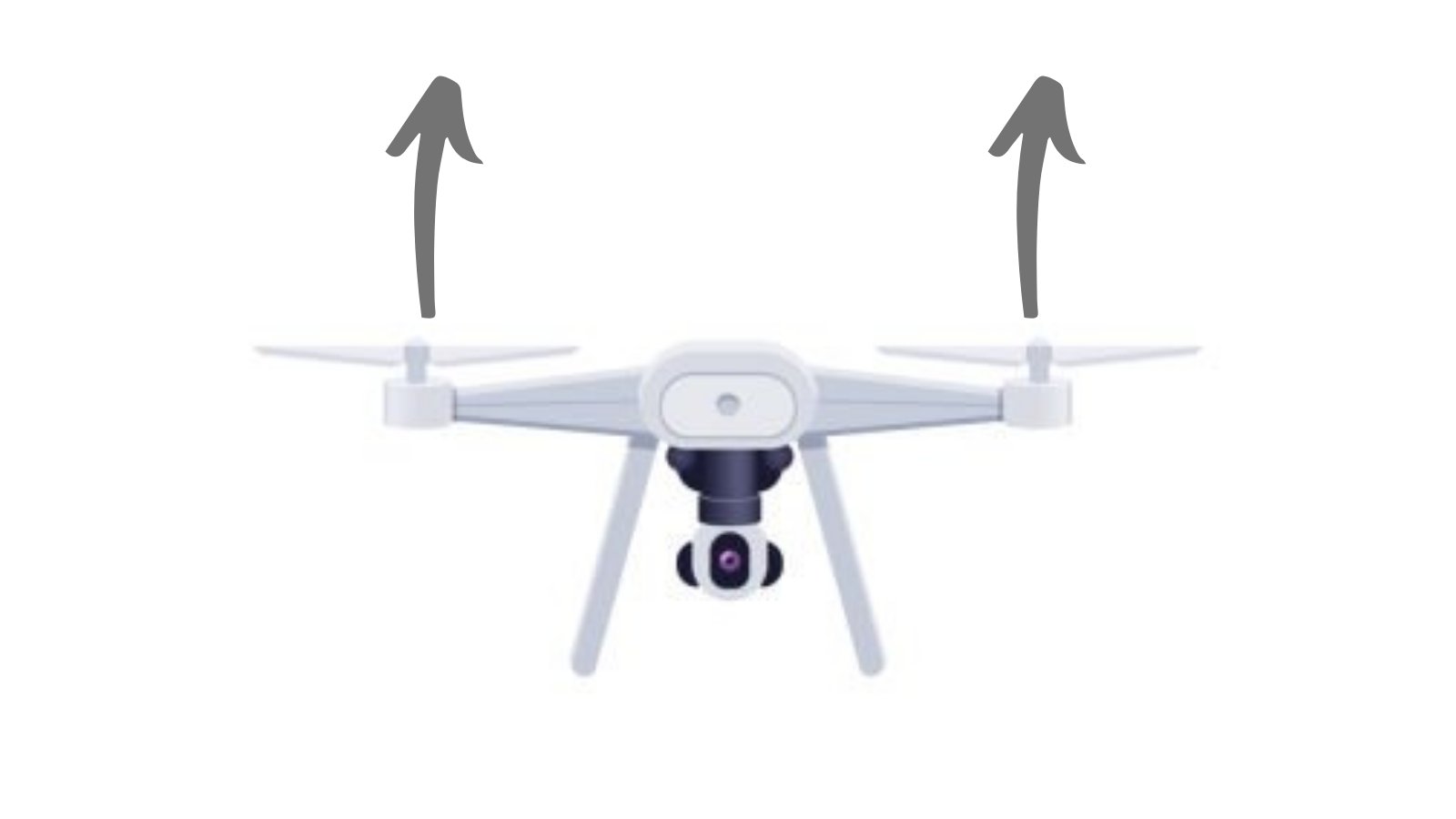 The two pairs of rotors produce lift